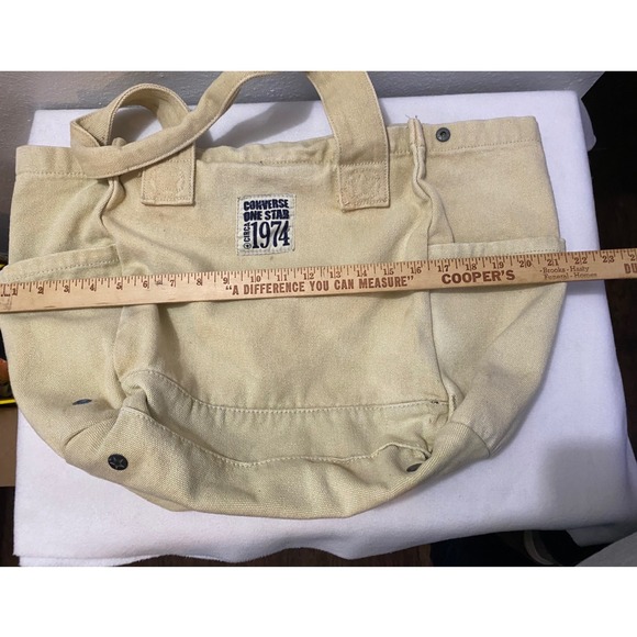 Converse One Star Circa 1974 Canvas Tote Bag Cream Beige Utility Pockets Cotton - Picture 4 of 9